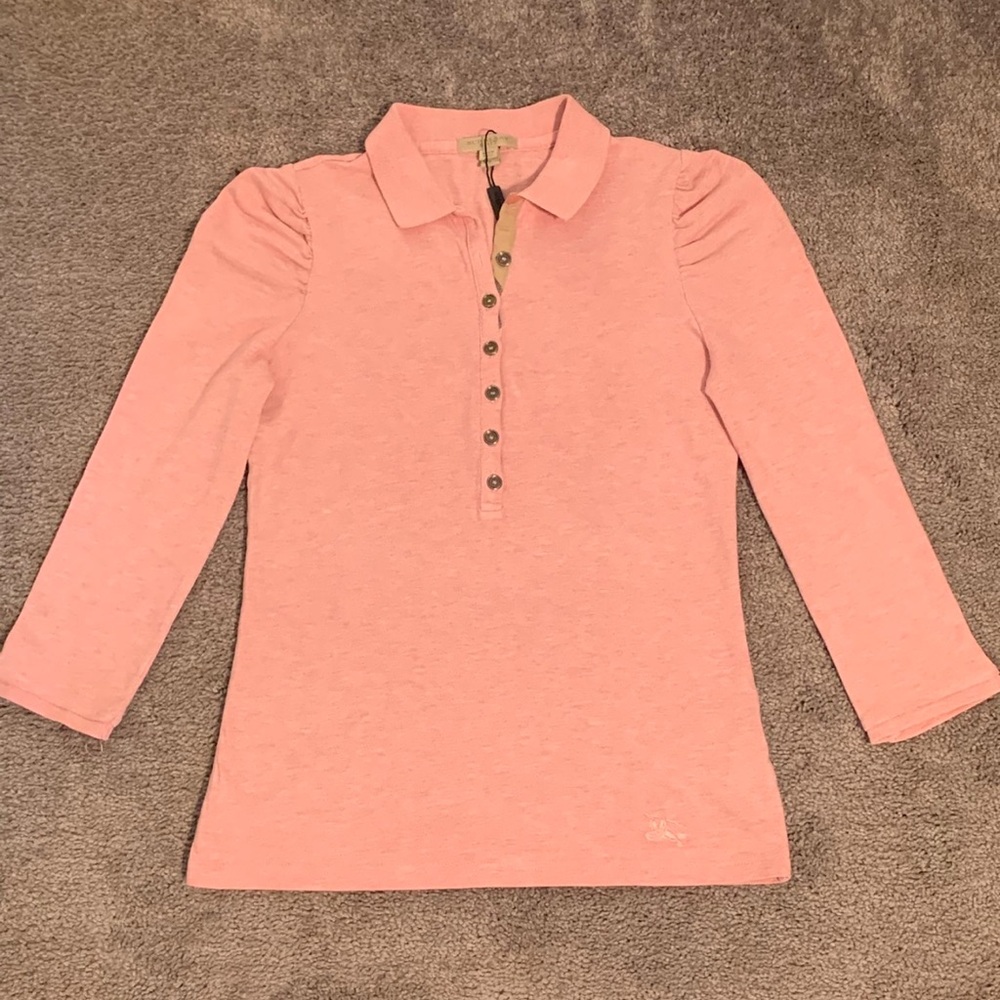 Burberry Pink Button Down Shirt Tailored Polo